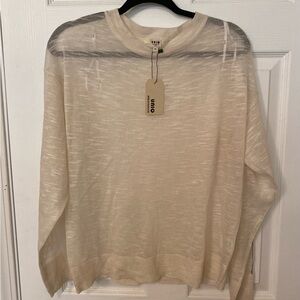 Uniq- Cream Sheer Long Sleeve Top